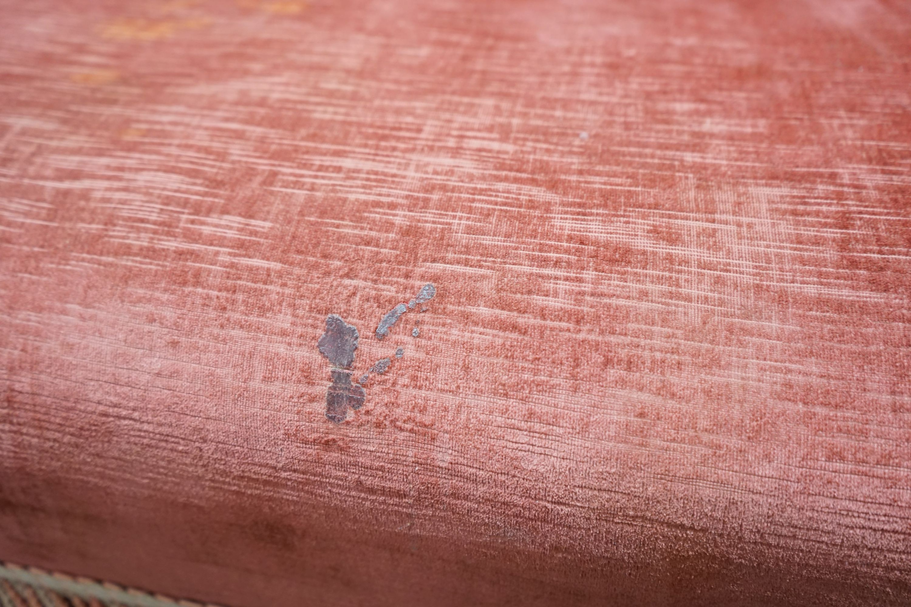 A 19th century Continental upholstered double drop arm settee, length 160cm, depth 74cm, height 84cm